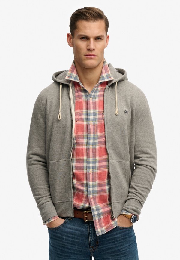 Superdry & Co MONOGRAM EMBROIDERED HOODIE - Zip-up sweatshirt - dark vintage grey marl