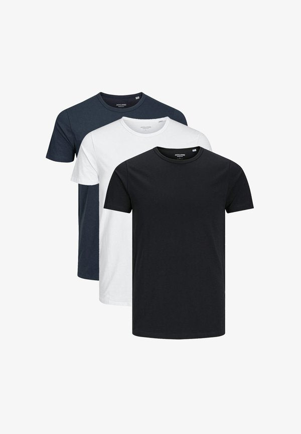 Jack & Jones 3ER PACK - Basic T-shirt - schwarz blau weiß
