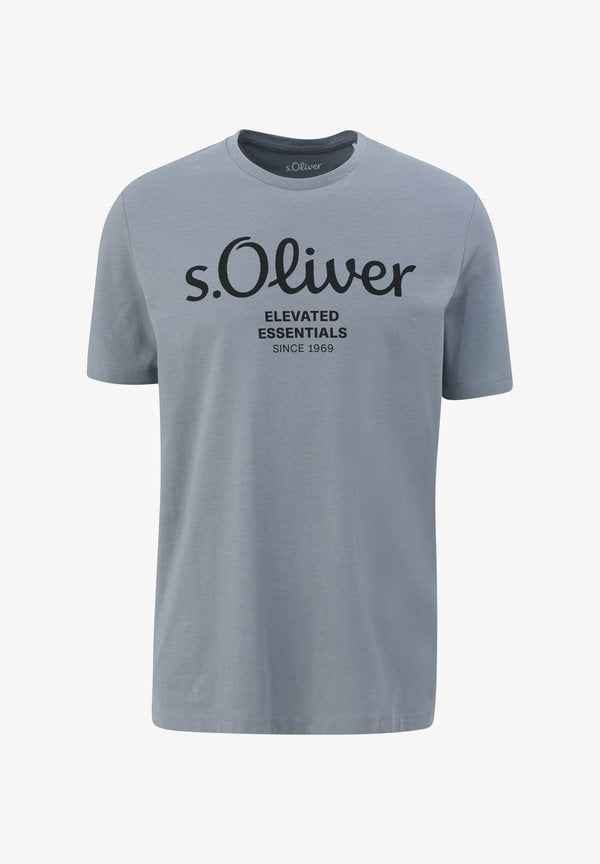 s.Oliver KURZARM - Print T-shirt - schiefergrau