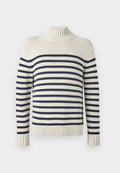 Tommy Hilfiger STRIPE MOCK NECK UNISEX - Jumper - oatmilk/desert sky