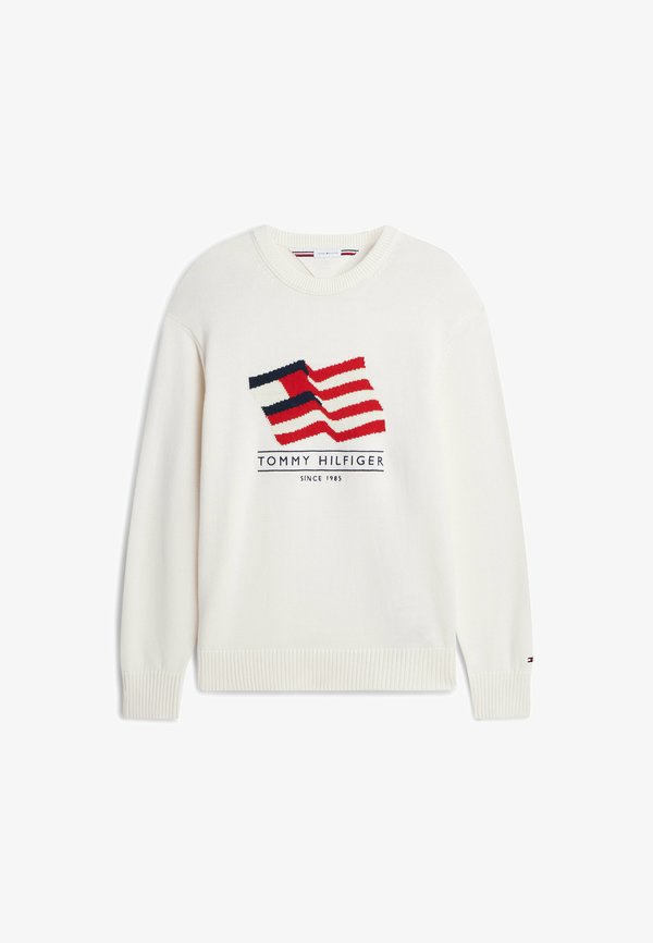 Tommy Hilfiger TOMMY HILFIGER INTARSIA FLAG RELAXED CREW NECK JUMPER - Jumper - ivory petal