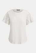 Lauren Ralph Lauren EYELET COTTON JERSEY & BROADCLOTH TOP