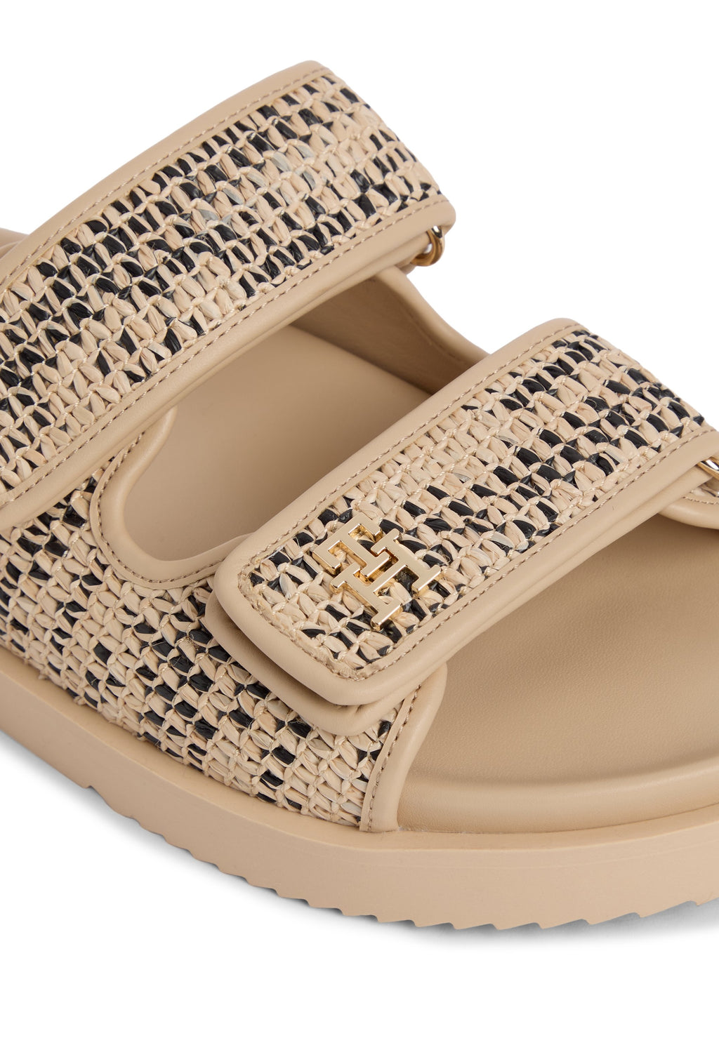 RAFFIA TH MONOGRAM DOUBLE STRAP SANDALS Media 6