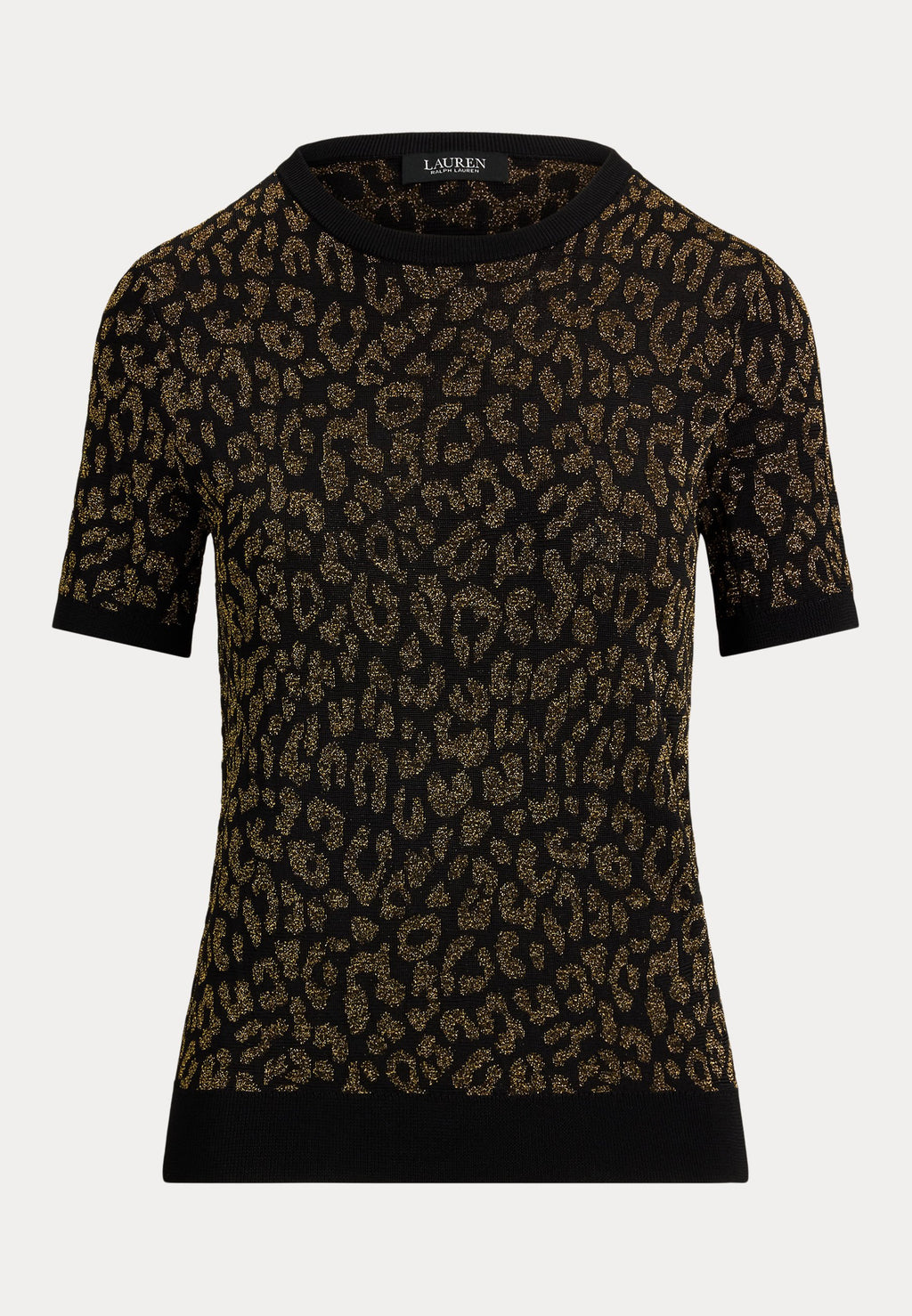 Lauren Ralph Lauren EYELAH METALLIC OCELOT SHORT SLEEVE SWEATER