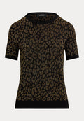 Lauren Ralph Lauren EYELAH METALLIC OCELOT SHORT SLEEVE SWEATER