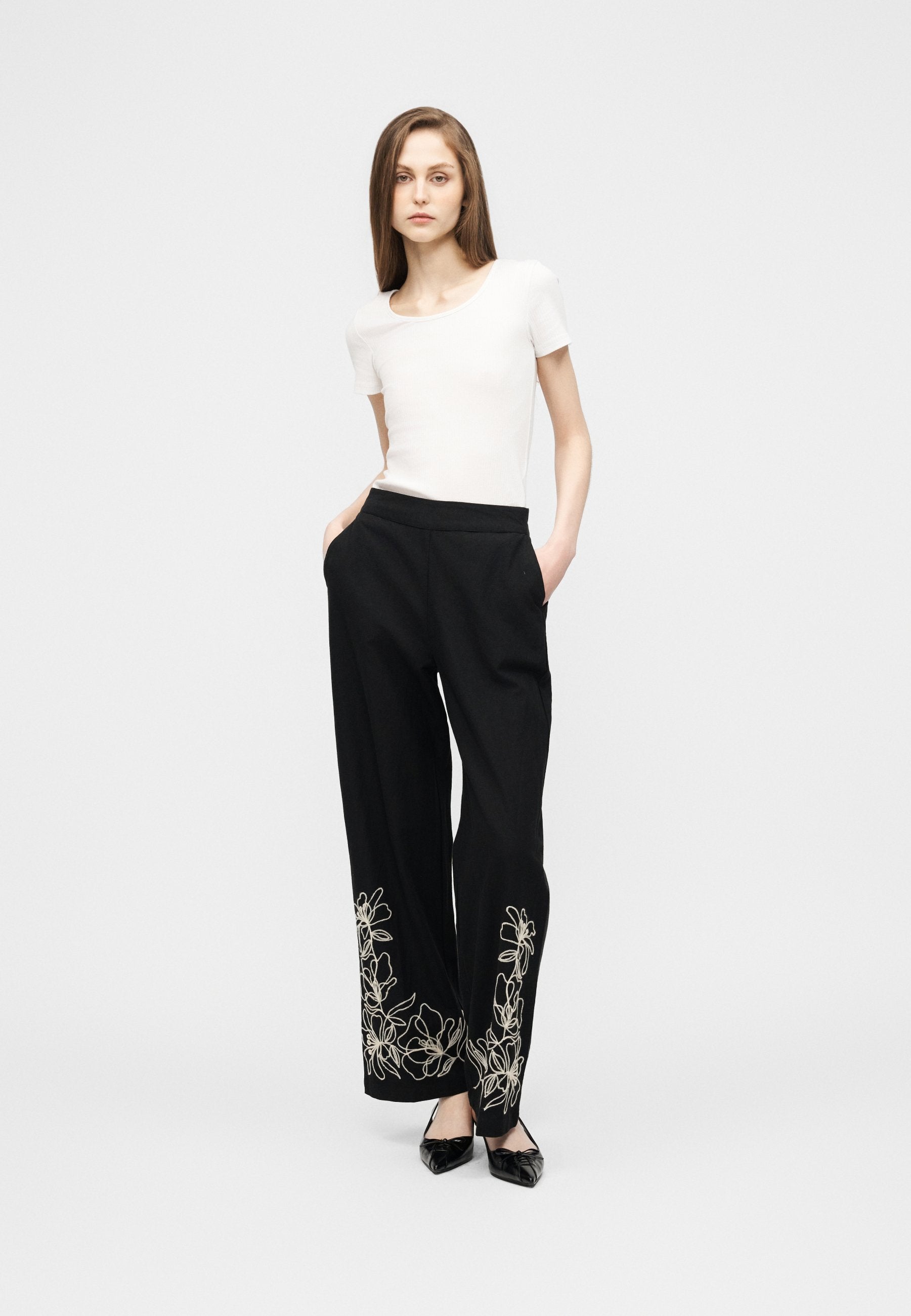 VILA VIPOLLI EMBROIDERED PANTS