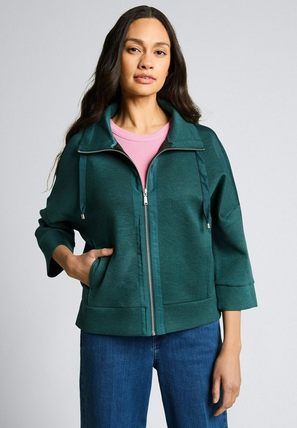 TOM TAILOR BOXY FIT - Zip-up sweatshirt - deep meadow green melange