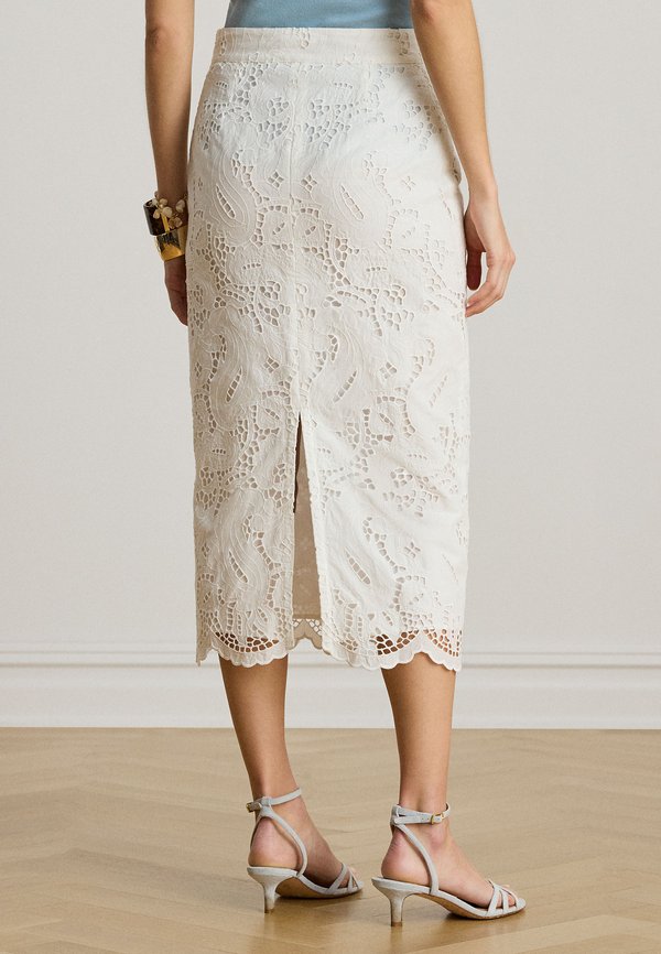 Lauren Ralph Lauren PAISLEY-EYELET COTTON MIDI PENCIL SKIRT