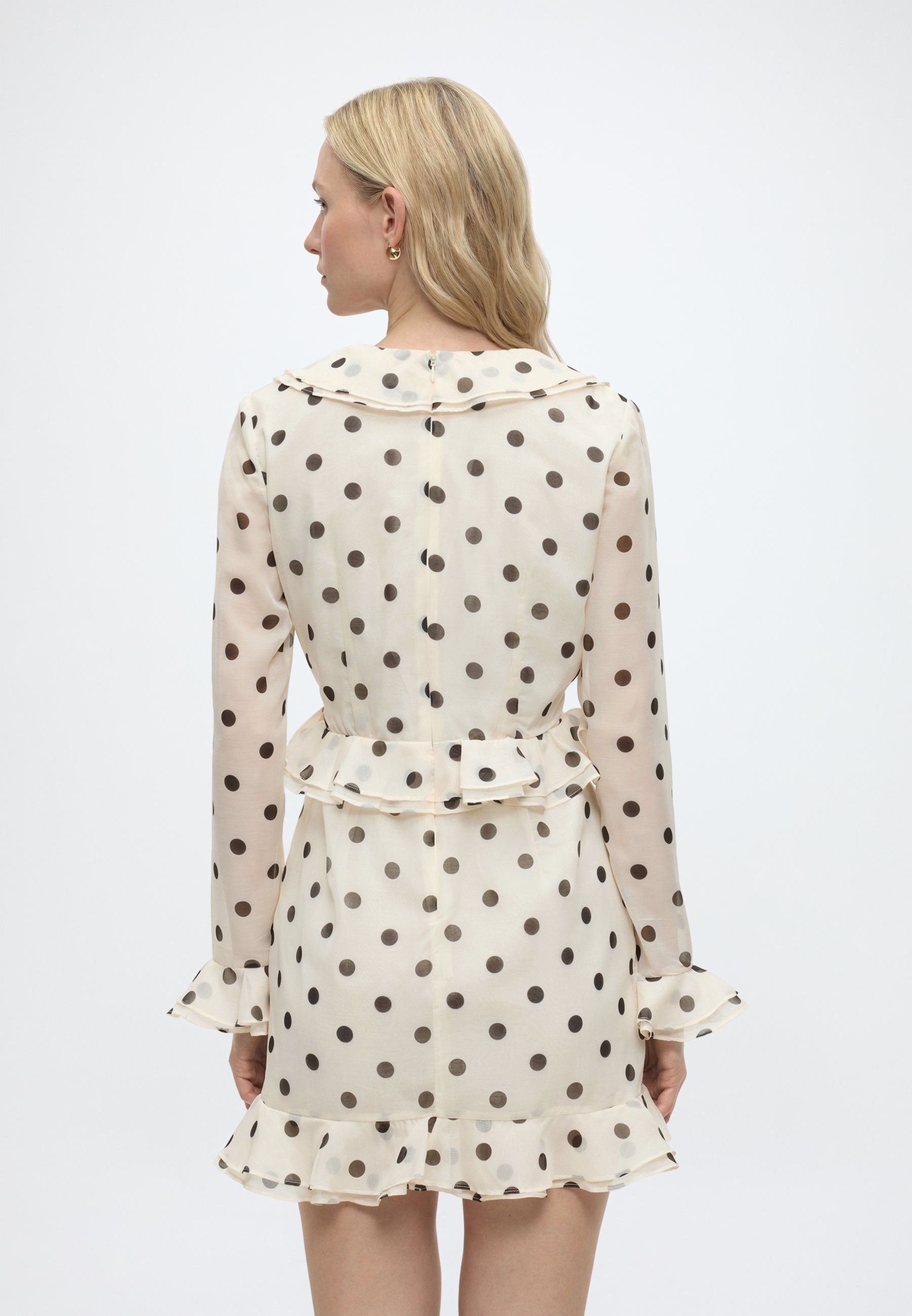 Bardot FRILL DETAIL SPOT MINI DRESS