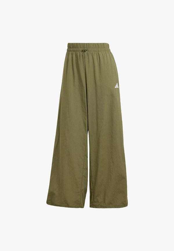 adidas Sportswear ESSENTIALS 3 STRIPES LIFESTYLE WOVEN PARACHUTE - Tracksuit bottoms - olive strata   white