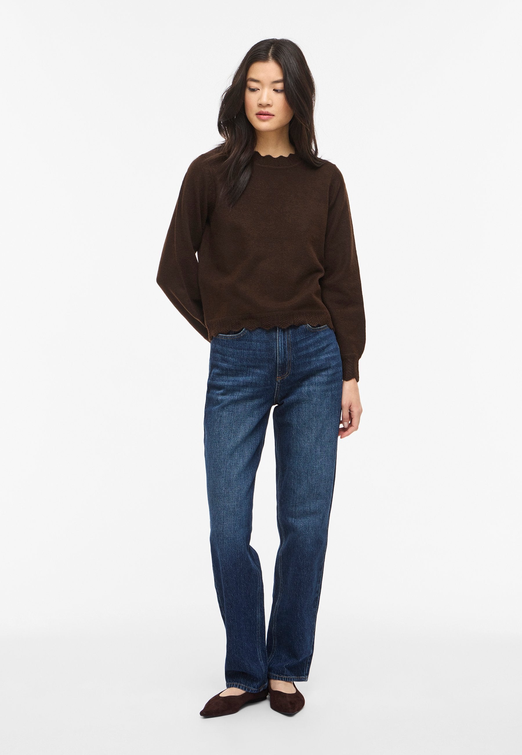 VILA VINIKOLINA O-NECK L/S KNIT TOP - NOOS