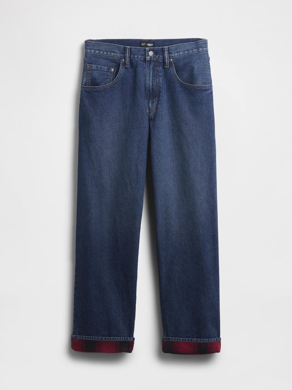 GAP STRANGER THINGS FLANNEL-LINED EXTRA BAGGY JEANS
