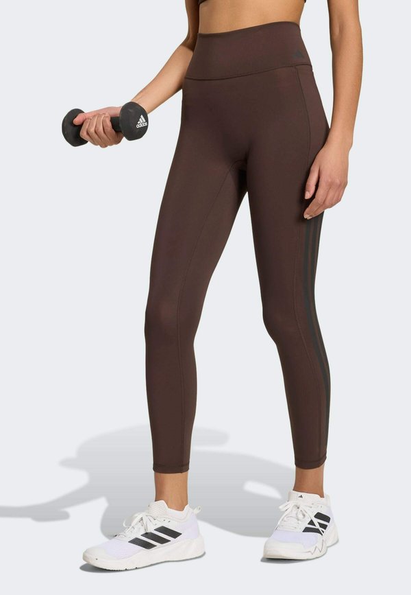 adidas Performance OPTIME WORKOUT 3 STRIPES 7/8 - Leggings - aurora coffee