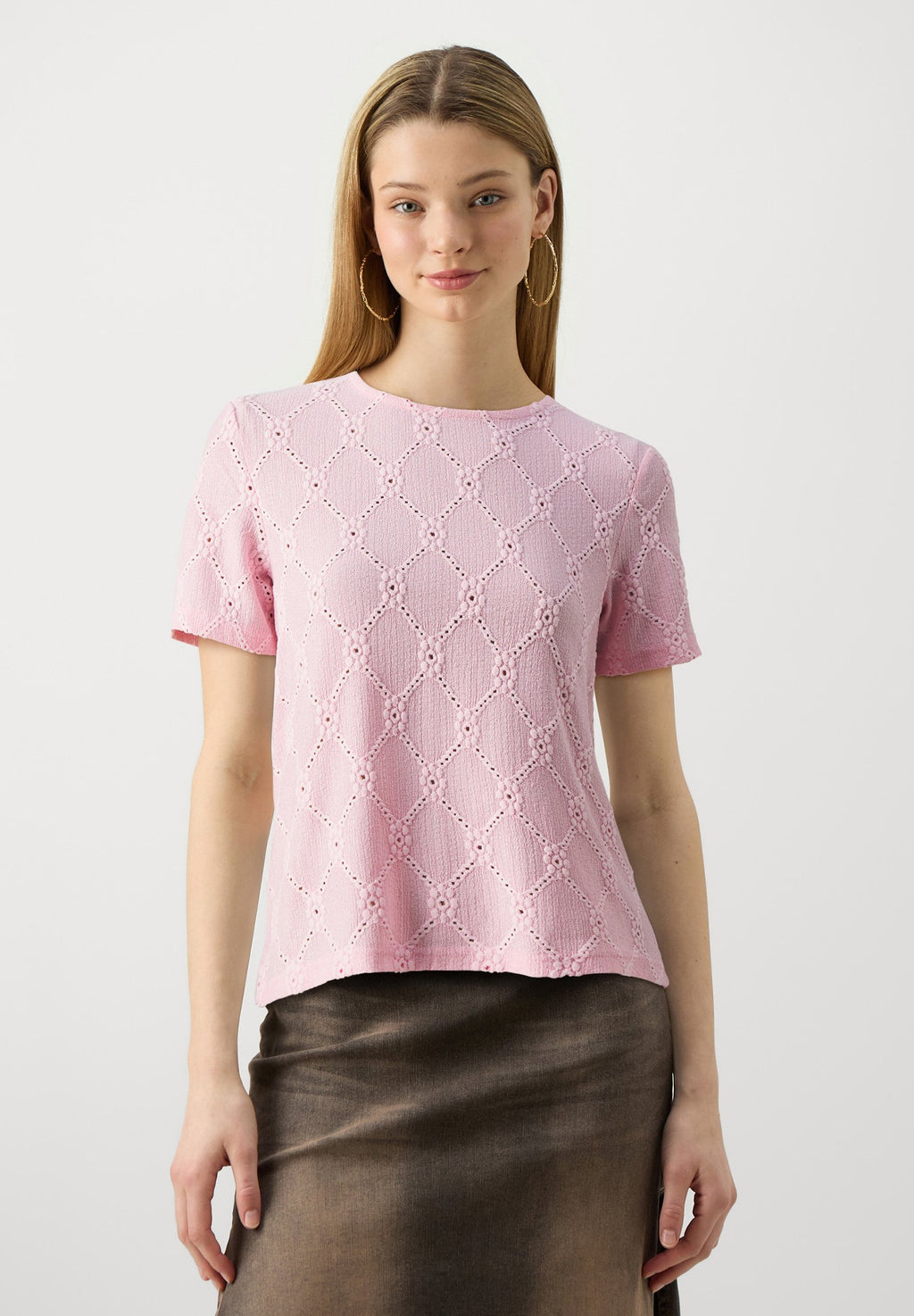 Pieces PCSANNI O NECK EMBRODERY