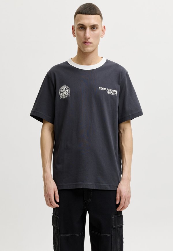 Jack & Jones JCOBREEZE RINGER TEE CREW NECK - Print T-shirt - asphalt
