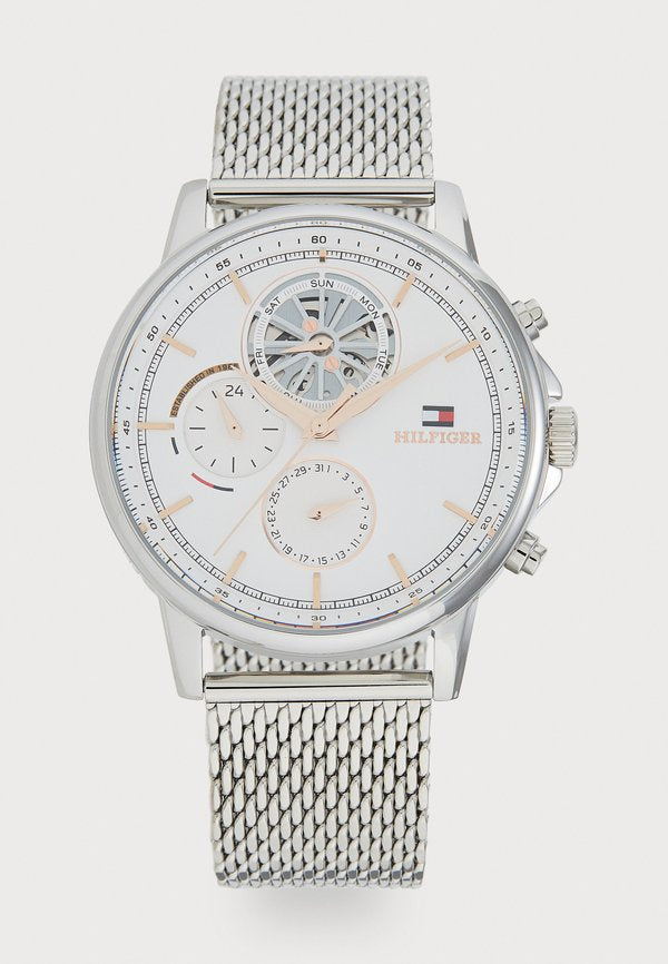 Tommy Hilfiger STEWART - Chronograph watch - silver-coloured/white