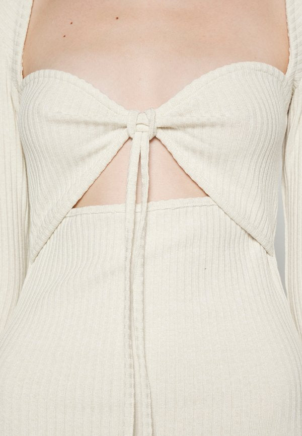 NA-KD TIE NECK LONG SLEEVE DRESS