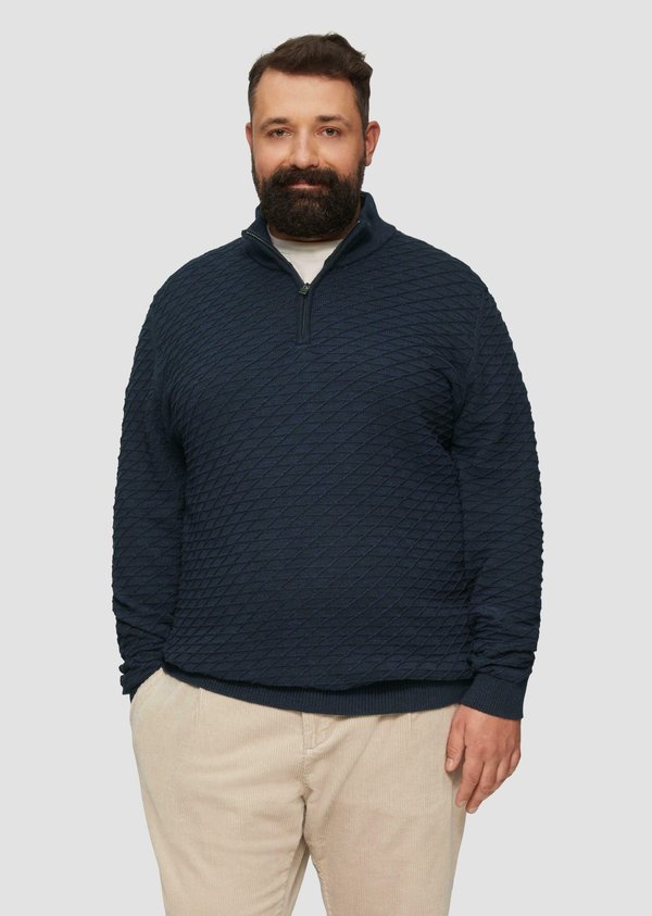 s.Oliver STRUKTURIERTER MIT HALF-ZIP - Jumper - navy