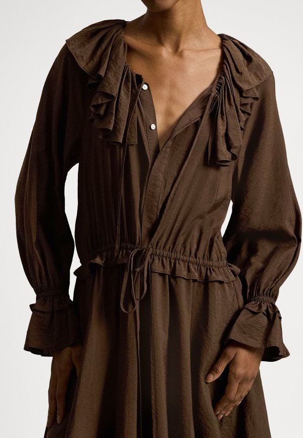 Polo Ralph Lauren RUFFLED BLOUSON CREPE DRESS