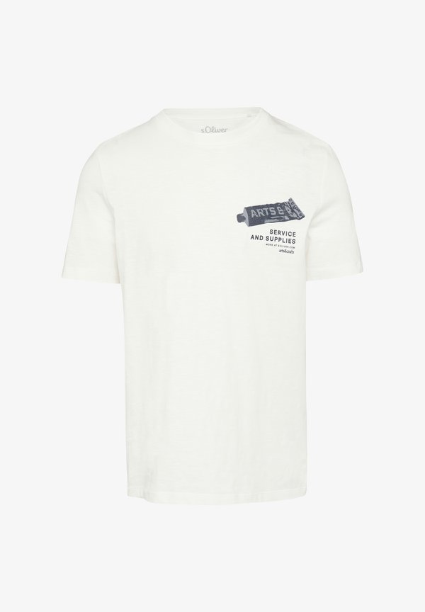 s.Oliver CREW-NECK - Print T-shirt - weiß