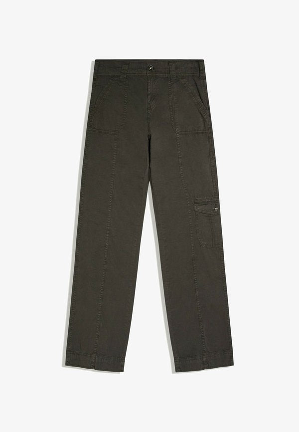 Bershka STRAIGHT-LEG - CARGO TROUSERS - Straight leg jeans - dark green