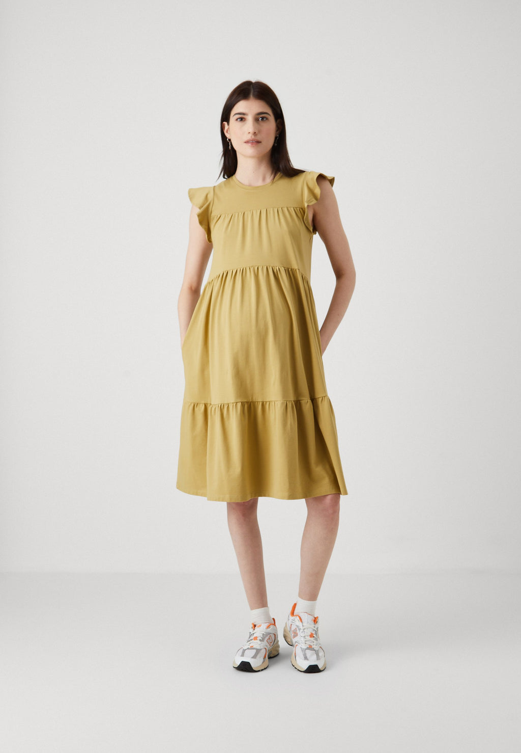 ONLY MATERNITY OLMEVELYN LIFE CAP SLEEVES FRILL DRESS