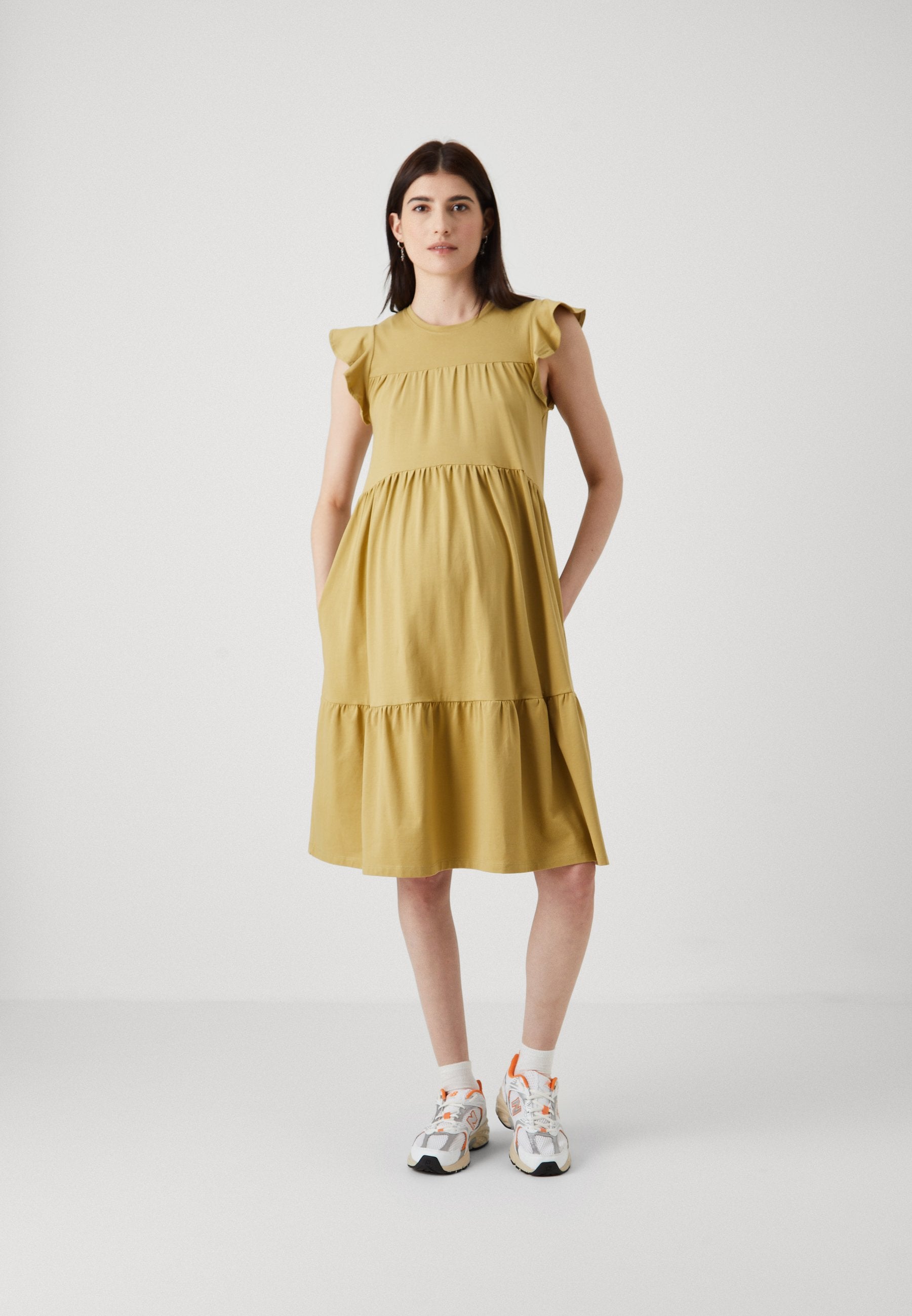ONLY MATERNITY OLMEVELYN LIFE CAP SLEEVES FRILL DRESS