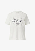 s.Oliver MIT LOGO UND SCHMUCKSTEINEN - Print T-shirt - creme