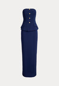 Lauren Ralph Lauren BUTTON-TRIM STRETCH CADY STRAPLESS GOWN