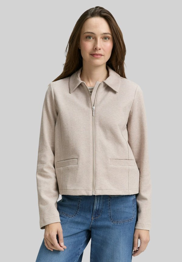 TOM TAILOR REGULAR FIT MIT REISSVERSCHLUSS - Summer jacket - soft taupe melange