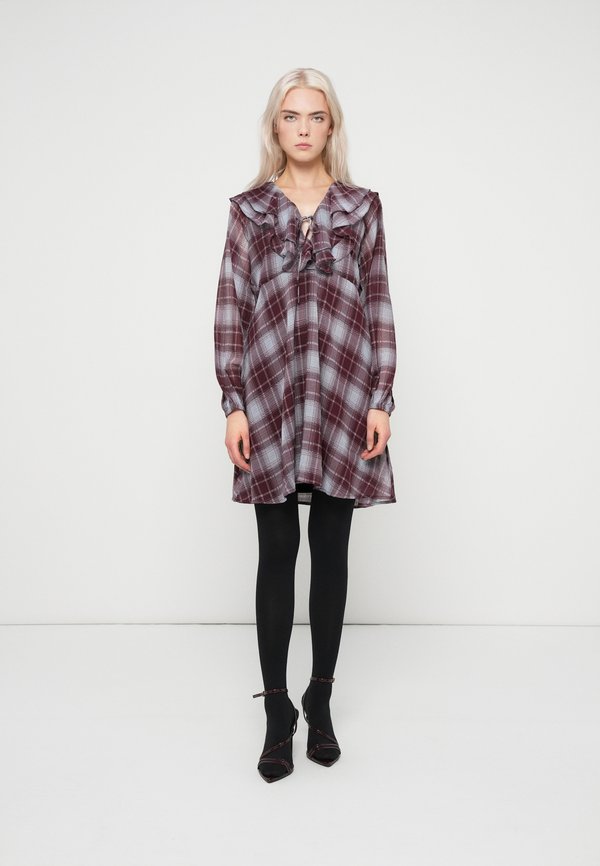 Vero Moda VMEMILIE SHORT CHECK DRESS - Day dress - stormy weather