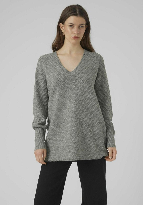 Vero Moda Knitted VMANJASTINNA Knitted - Jumper - medium grey melange
