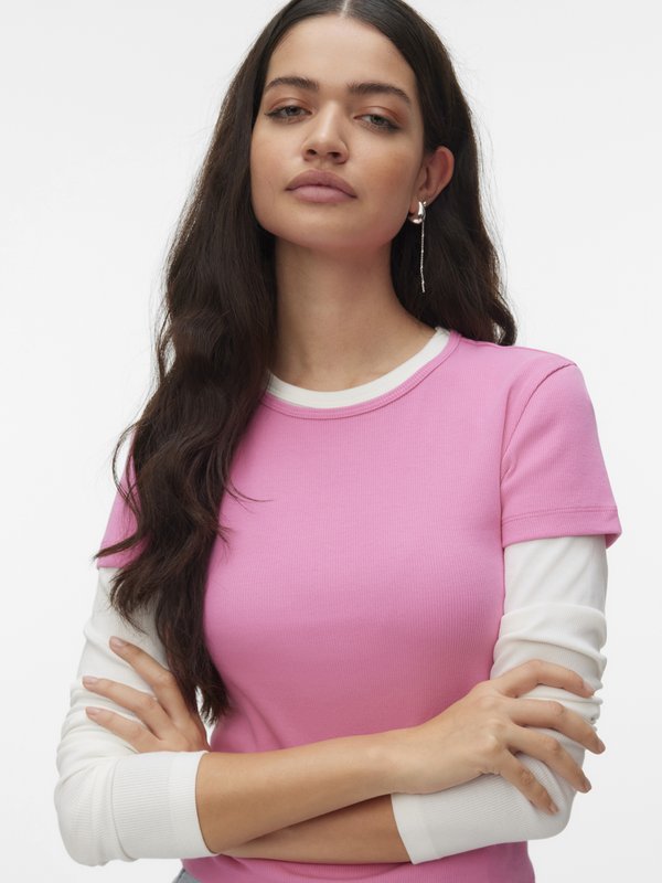 Vero Moda VMCHLOE SHORT - Basic T-shirt - pink cosmos