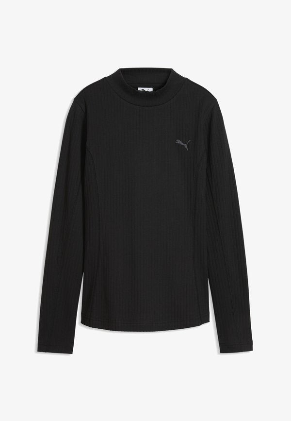 Puma HER SLIM GERIPPTES LANGARMSHIRT - Long sleeved top - black
