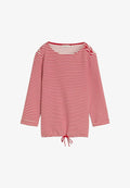 TOM TAILOR T-SHIRT STRUCTURED - Long sleeved top - red offwhite regular stripe