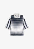 Tommy Hilfiger INTERLOCK - Print T-shirt - breton stripe ecru/dark night navy