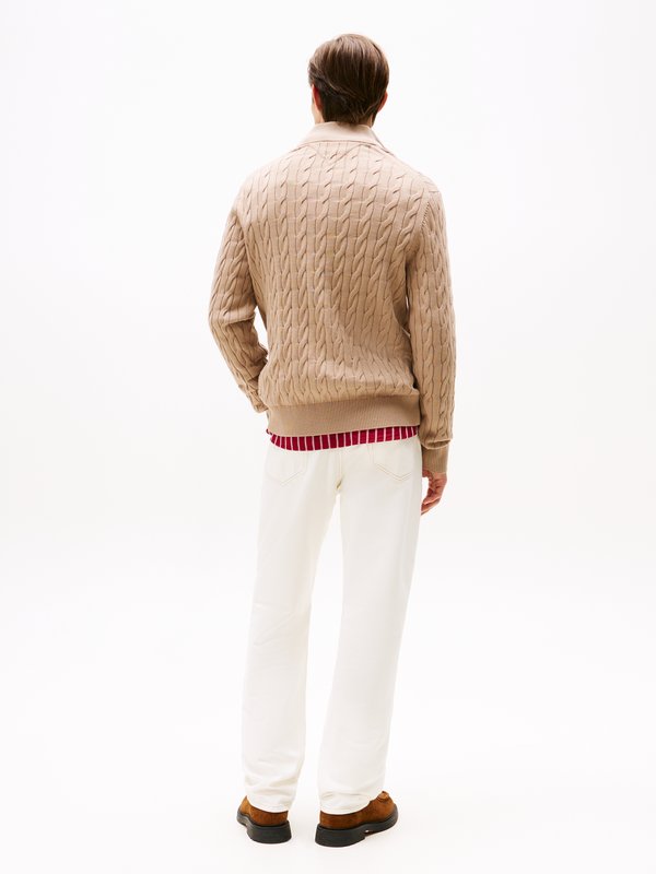 Tommy Hilfiger CLASSIC CABLE ZIP MOCK - Jumper - coastal taupe