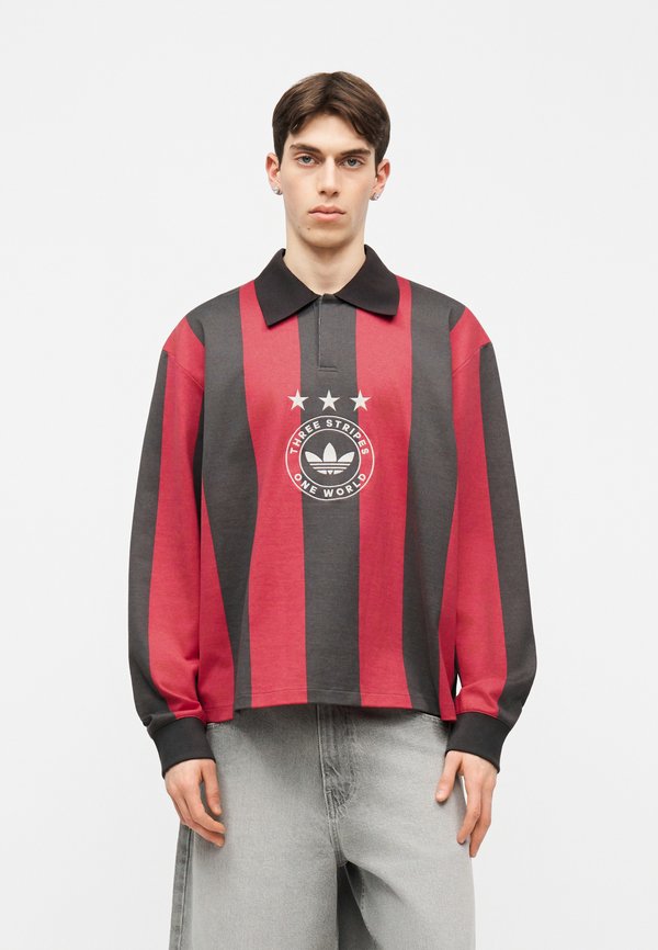 adidas Originals STRIPED - Long sleeved top - utility black/pure ruby