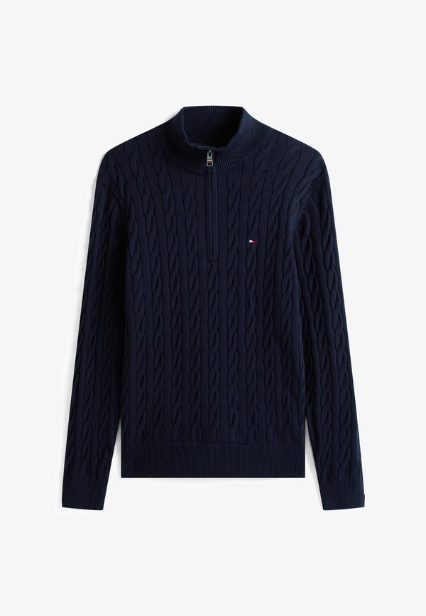 Tommy Hilfiger CLASSIC CABLE ZIP MOCK - Jumper - navy blue