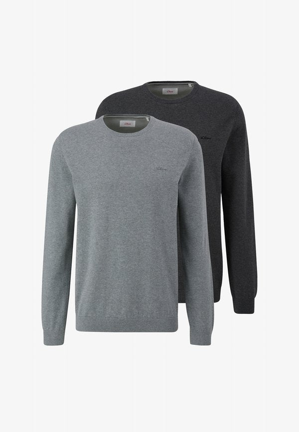 s.Oliver S.OLIVER 2 PACK - Jumper - hellgrau dunkelgrau