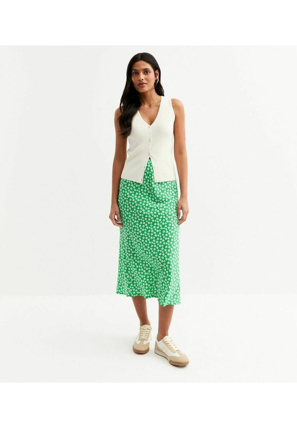 New Look DAISY PRINT BIAS CUT MIDI