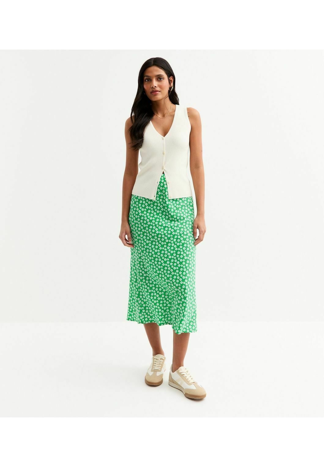 New Look DAISY PRINT BIAS CUT MIDI