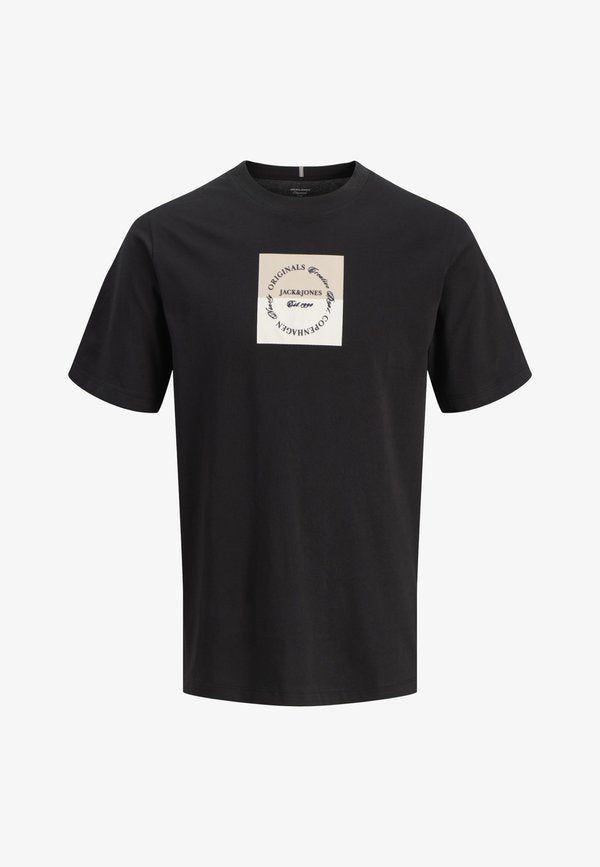 Jack & Jones JORCATSKILLS SQUARE BRANDING TEE - Print T-shirt - black