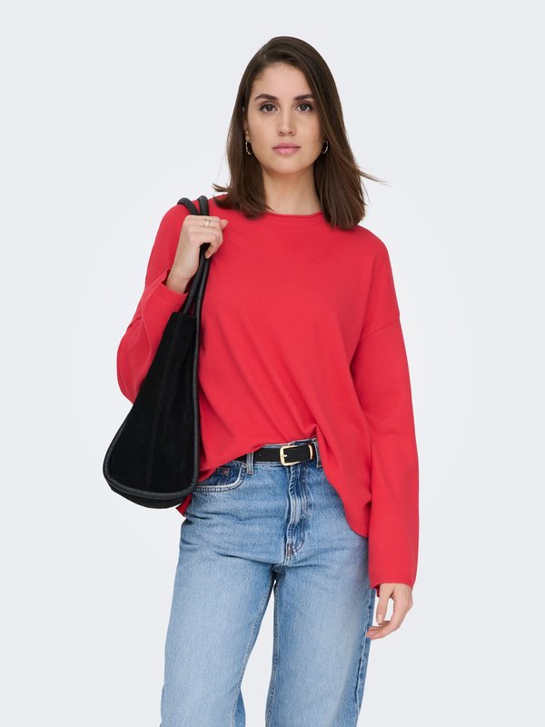 ONLY ONLLOYAL AMALIO LS O-NECK KNT NOOS - Jumper - mars red