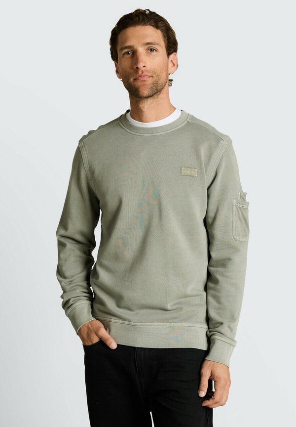 TOM TAILOR MIT ÄRMELTASCHE - Sweatshirt - greyish shadow olive