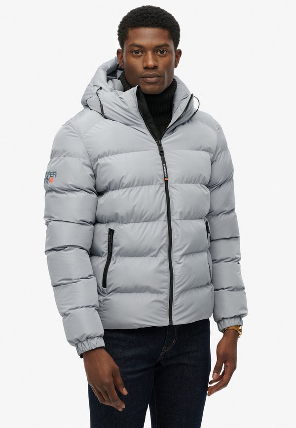 Superdry & Co HOODED SPORTS PUFFER  - Winter jacket - washed denim