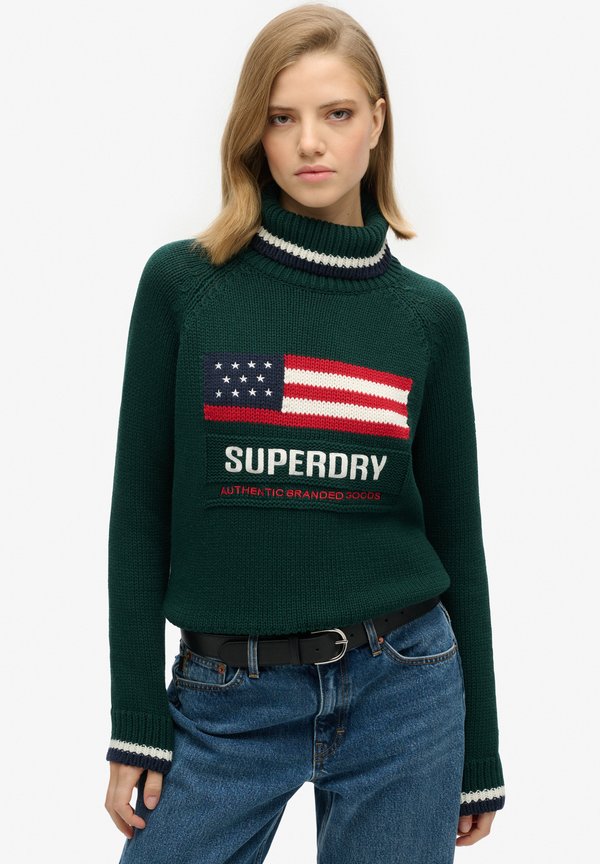 Superdry & Co AMERICANA ROLL NECK - Jumper - dark pine green