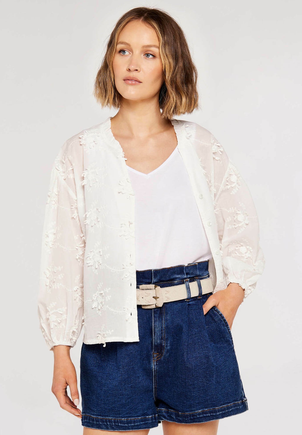 Apricot EMBROIDED VOLUME SLEEVE