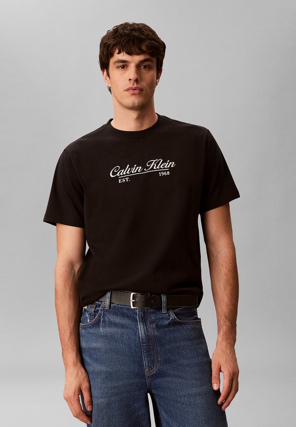 Calvin Klein Jeans CALVIN KLEIN JEANS EMBROIDERED LOGO T-SHIRT - Print T-shirt - black