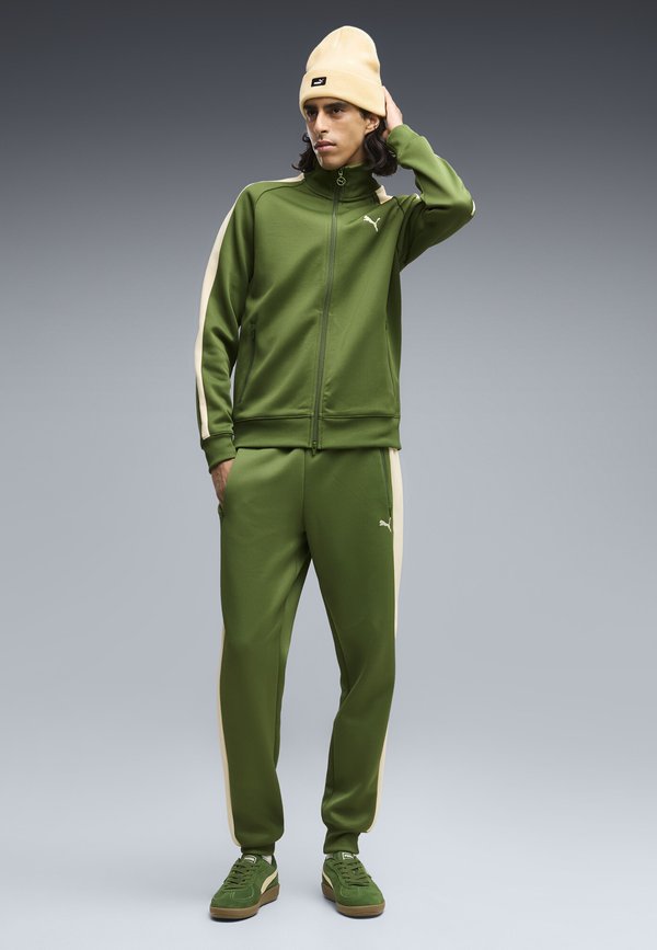 Puma T7 ALWAYS ON TRACK PANTS DK CL - Tracksuit bottoms - earthy green-buttercream